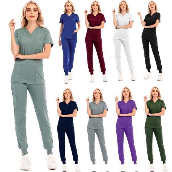 Brandnew scrub set v-neck nursing uniform jogger style - Picture 2 of 3